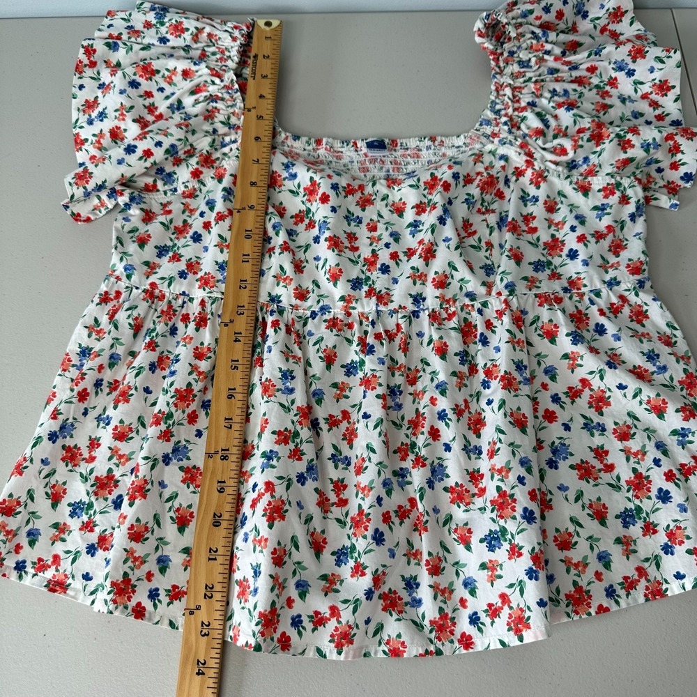 Old Navy Babydoll Top Womens Size XL White Floral Sweetheart Cottagecore Boho - Picture 9 of 12